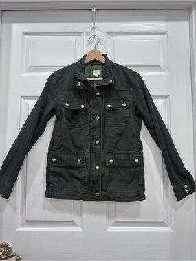 J. Crew Olive Green Downtown Field Utility Jacket with Gold Buttons